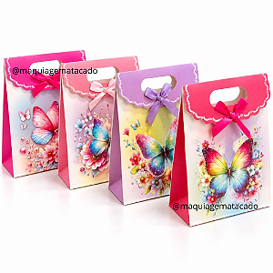 Sacolinha Para Presente de Papelão Tema Borboleta 16x12x5cm YGJDZ03 Cor e Estampa Aleatória - Unidade