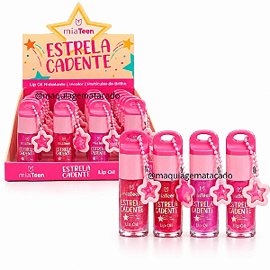 Lip Oil Hidratante Estrela Cadente com Chaveiro Mia Make 612 Atacado Box 24 Unidades
