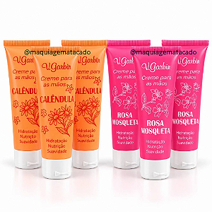 Kit 06 Unidades Creme Para as Mãos V. Garbin: Calêndula e Rosa Mosqueta