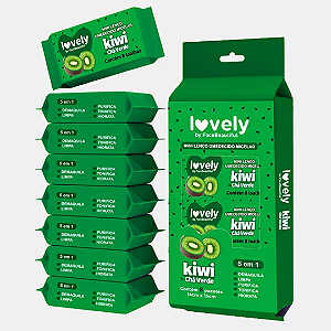 08 Pacotes Mini Lenço Umedecido Micelar Lovely Face Beautiful Kiwi + Chá Verde FB712