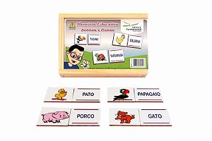 Memória Educativa - Animais e Nomes - Jogo c/40 peças