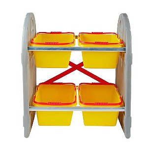 Organizador de Brinquedos Infantil com 4 Cestos - Amarelo - Freso