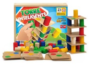Brinquedo Educativo - Jogo Torre Inteligente com 63 peças
