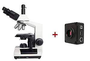 Microscópio Trinocular 1600x + Câmera para Microscopia 28MP