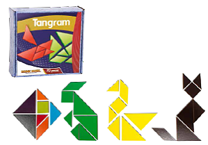 Conjunto Tangram em MDF com 70 peças