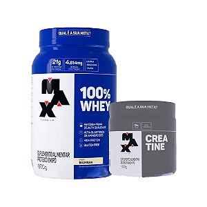 100% WHEY MAX TITANIUM 900G POTE + CREATINA 100G *BRINDE*
