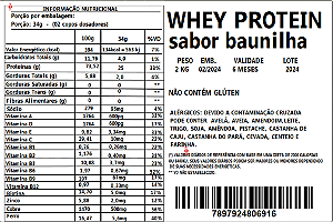 BAUNILHA WHEY PROTEIN 34 CONCENTRADO A GRANEL 100G