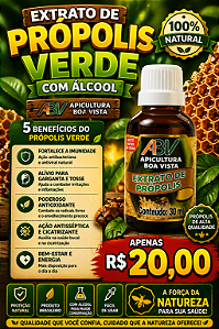 EXTRATO DE PROPOLIS VERDE 11 COM ALCOOL 30ML APICULTURA BOA VISTA