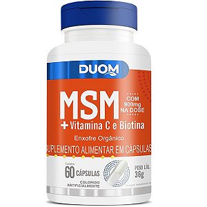 MSM ENXOFRE ORGANICO COM VITAMINAS 60 CAPSULAS 600MG DUOM