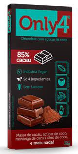 CHOCOLATE 85 COM ACUCAR DE COCO SEM LACTOSE 80G ONLY 4