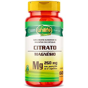 CITRATO DE MAGNESIO 60 CAPSULAS 260MG UNILIFE