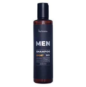 SHAMPOO MEN SPORT 3 EM 1 BARBA CABELO E CORPO 200ML VIA AROMA