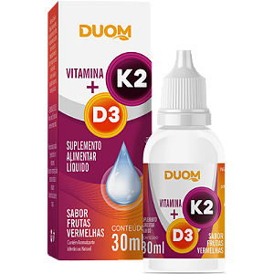 VITAMINA K2 E D3 EM GOTAS SABOR FRUTAS VERMELHAS 30ML DUOM
