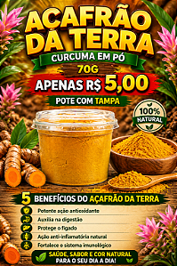 ACAFRAO DA TERRA 70G OU CURCUMA EM PO POTE COM TAMPA