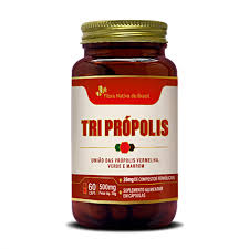 TRI PROPOLIS VERMELHO VERDE E MARROM 60 CAPSULAS 500MG FLORA NATIVA