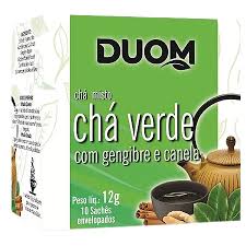 CHA VERDE COM GENGIBRE E CANELA 10 SACHES DUOM CAMELLIA SINENSIS