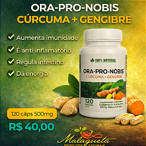 ORA PRO NOBIS CURCUMA GENGIBRE 120 CAPSULAS 500MG 100 NATURAL