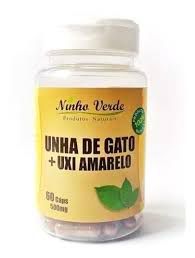 UNHA DE GATO COM UXI AMARELO 60 CAPSULAS 500MG NINHO VERDE