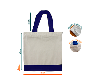 Sacola Ecobag Algodão Bi-color C/Zíper - A=40 X L=40