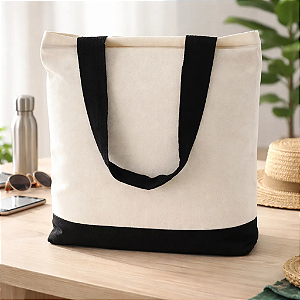 Ecobags Bi-color Em Algodão Cru C/ Zíper
