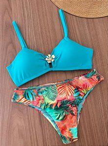Biquíni Top Ciano Com Estampa