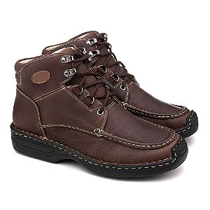 BOTA MASCULINA SUPER MACIA FRANCA BRASIL EM COURO LEGÍTIMO COR GRAXO BROWN 16040