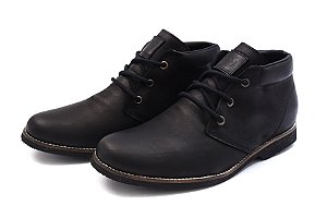 BOTA MASCULINA CASUAL EM COURO LEGÍTIMO FRANCA BRASIL COR PRETA SG1100