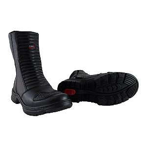 BOTA MASCULINA MOTOCICLISTA EM COURO LEGÍTIMO COR PRETA 278