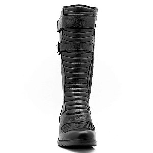 BOTA FEMININA MOTOCICLISTA EM COURO NATURAL PRETA 9117