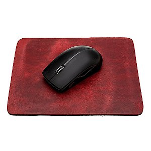 MOUSEPAD EM COURO LEGÍTIMO COM EVA ANTIDERRAPANTE COR VERMELHO 18 X 22 CM