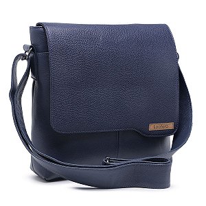 BOLSA FEMININA TRANSVERSAL PEQUENA DE COURO LEGÍTIMO AZUL MARINHO ZAC