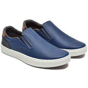 TÊNIS SAPATÊNIS MASCULINO SLIP ON CALCE FÁCIL EM MATERIAL SINTÉTICO COR MARINHO 1003