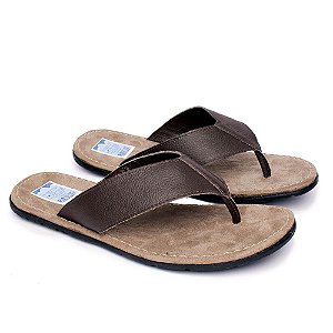 SANDÁLIA CHINELO MASCULINO EM COURO LEGÍTIMO MACIO FRANCA BRASIL ABC COR CAFÉ 850