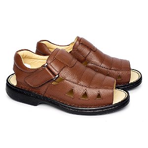 SANDÁLIA MASCULINA EM COURO NATURAL FRANCA BRASIL SUPER MACIA TAMANHOS ESPECIAIS COR CHOCOLATE 659