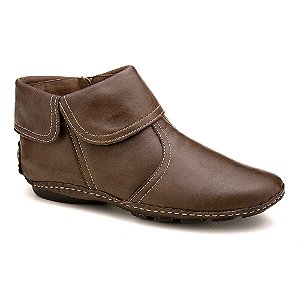 BOTA FEMININA CONFORTÁVEL ANKLE BOOT CANO CURTO COURO LEGÍTIMO 7810