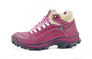 BOTA FEMININA COTURNO ADVENTURE COURO NATURAL COR BORDO A019