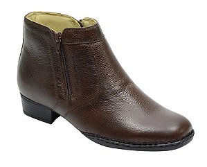 BOTA MASCULINA SOLA CONCHA  COSTURADA MACIA  EM COURO NATURAL COR CAFÉ COM ZIPPER E402