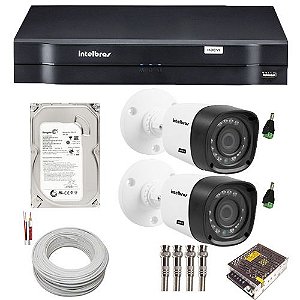 Kit Intelbras 02 Câmeras Multi HD 1010b Dvr 4 Canais HD e Acessórios