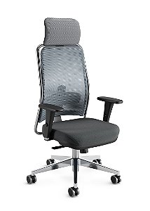Cadeira para Escritório Presidente Base Cromada Braço 3D Cavaletti NewNet 16001AC