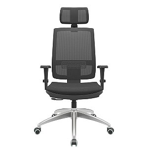 Cadeira Presidente Brizza Relax - Base ALumínio - Braços 3D PU - Plaxmetal
