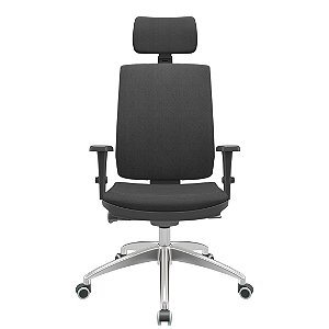 Cadeira Presidente Brizza Soft - Braços 3D PP - Autocompensador Slider - Base Alumínio - Plaxmetal