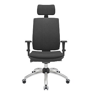 Cadeira Presidente Brizza Soft - Braços 3D PP - Autocompensador Slider - Base Cromada - Plaxmetal