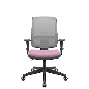 Cadeira Brizza Presidente Tela Cinza Assento Lilás Base Standard backPlax Plus Plaxmetal