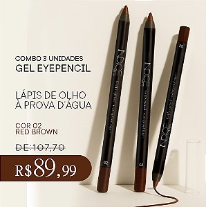 COMBO - 3un Gel Eyepencil - Lápis de Olho - Cor 02 - RED BROWN