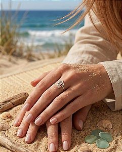 Anel de Prata 925 Tartaruga Marinha Amuletos do Mar, Aro 20