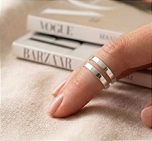 Anel de Falange Dois Fios, Largo, em Prata 925