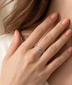 Anel Coraçãozinho Cravejado, Prata 925, Aro 14