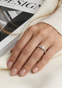 Anel Infinitos com Solitário, Prata 925