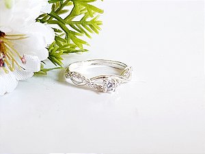 Anel Infinitos com Solitário, Prata 925