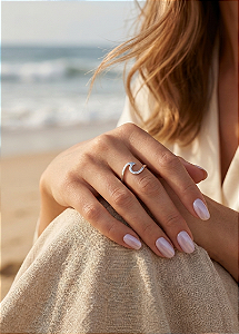 Anel de Prata 925 Onda Marítima Minimalista